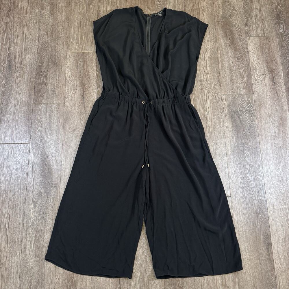 Eileen Fisher Jumpsuit Black Tencel Ankle Wide Leg Pockets Lagenlook Women L